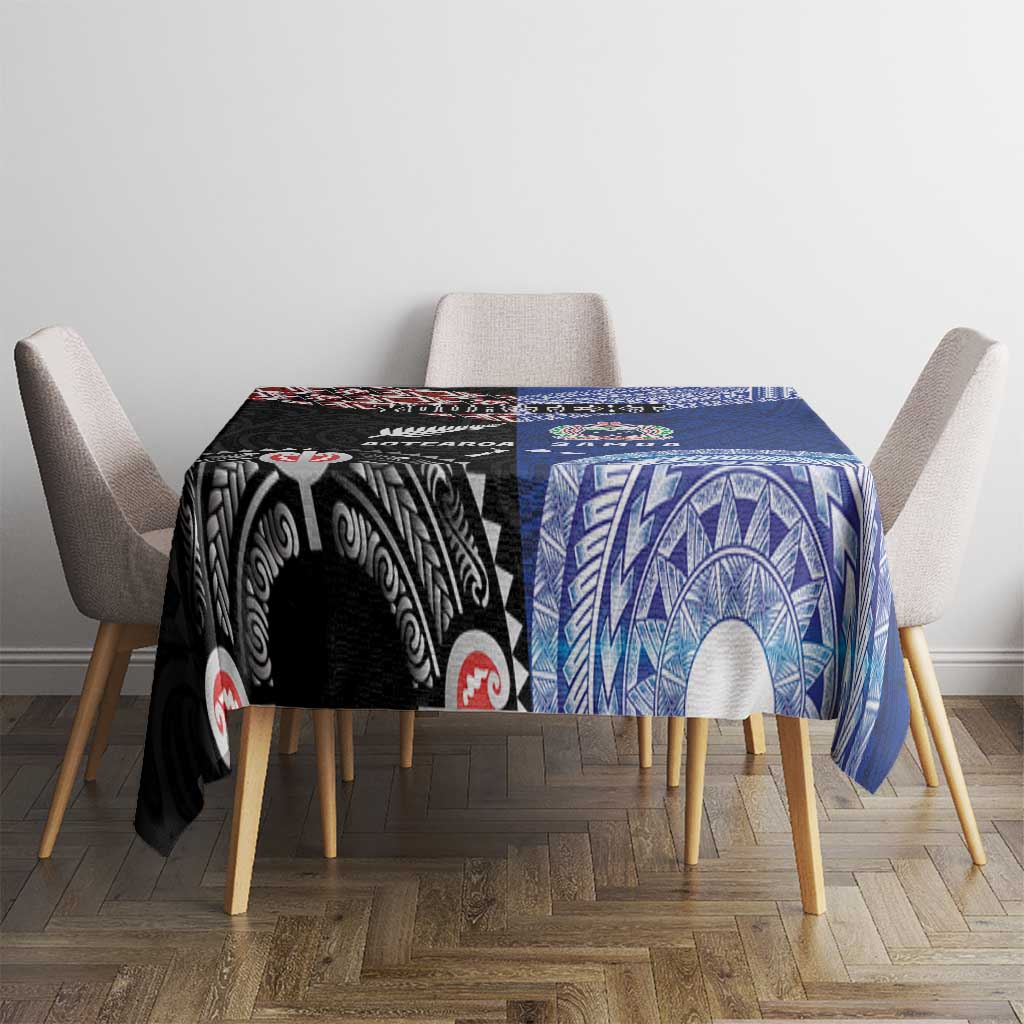 Personalised Aotearoa and Samoa Together Tablecloth Tatau Art Tattoos-Taniko and Tukutuku with Maori Pattern LT03 - Polynesian Pride