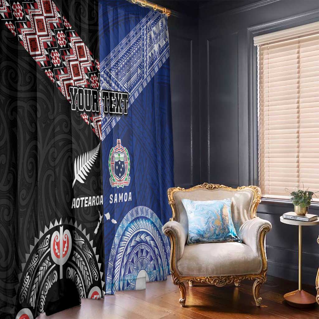 Personalised Aotearoa and Samoa Together Window Curtain Tatau Art Tattoos-Taniko and Tukutuku with Maori Pattern LT03 - Polynesian Pride