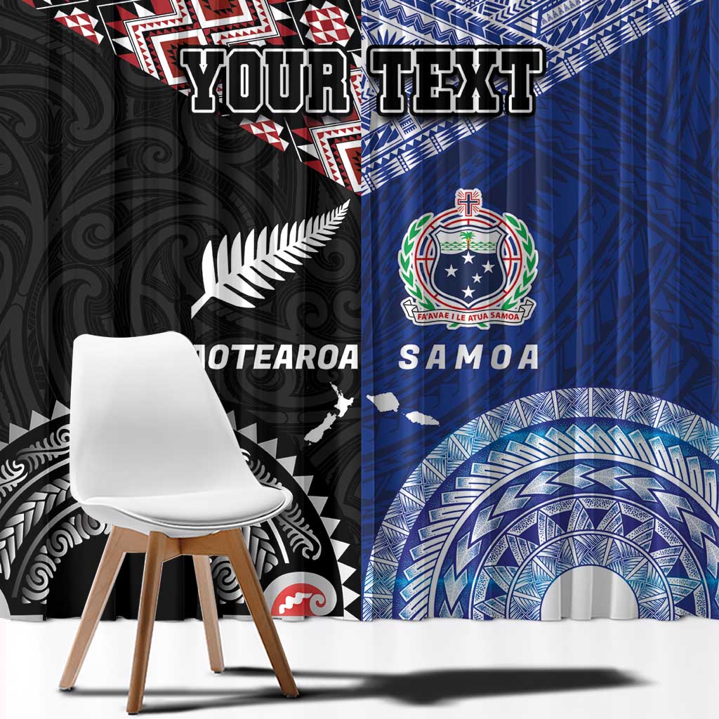 Personalised Aotearoa and Samoa Together Window Curtain Tatau Art Tattoos-Taniko and Tukutuku with Maori Pattern LT03 - Polynesian Pride