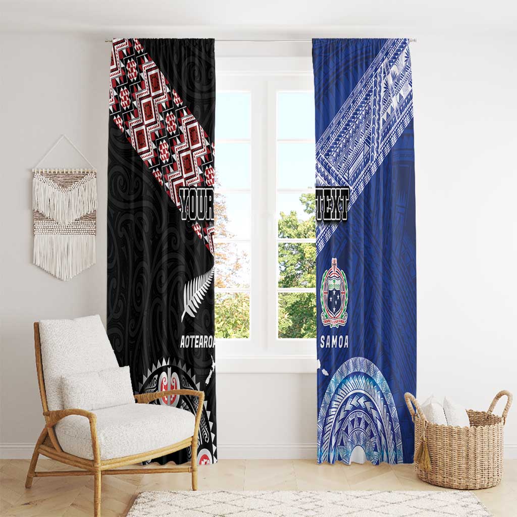 Personalised Aotearoa and Samoa Together Window Curtain Tatau Art Tattoos-Taniko and Tukutuku with Maori Pattern LT03 - Polynesian Pride