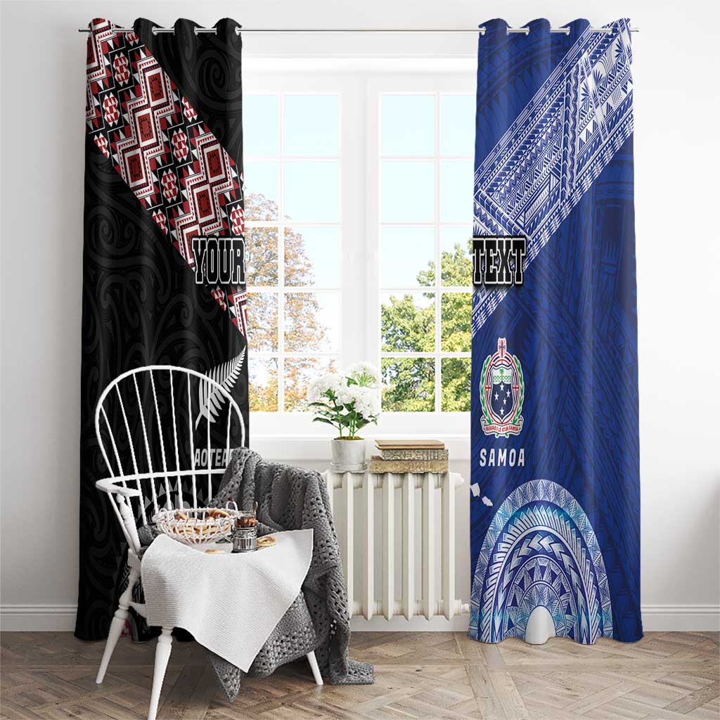 Personalised Aotearoa and Samoa Together Window Curtain Tatau Art Tattoos-Taniko and Tukutuku with Maori Pattern LT03 - Polynesian Pride