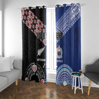 Personalised Aotearoa and Samoa Together Window Curtain Tatau Art Tattoos-Taniko and Tukutuku with Maori Pattern LT03 With Grommets Black - Polynesian Pride