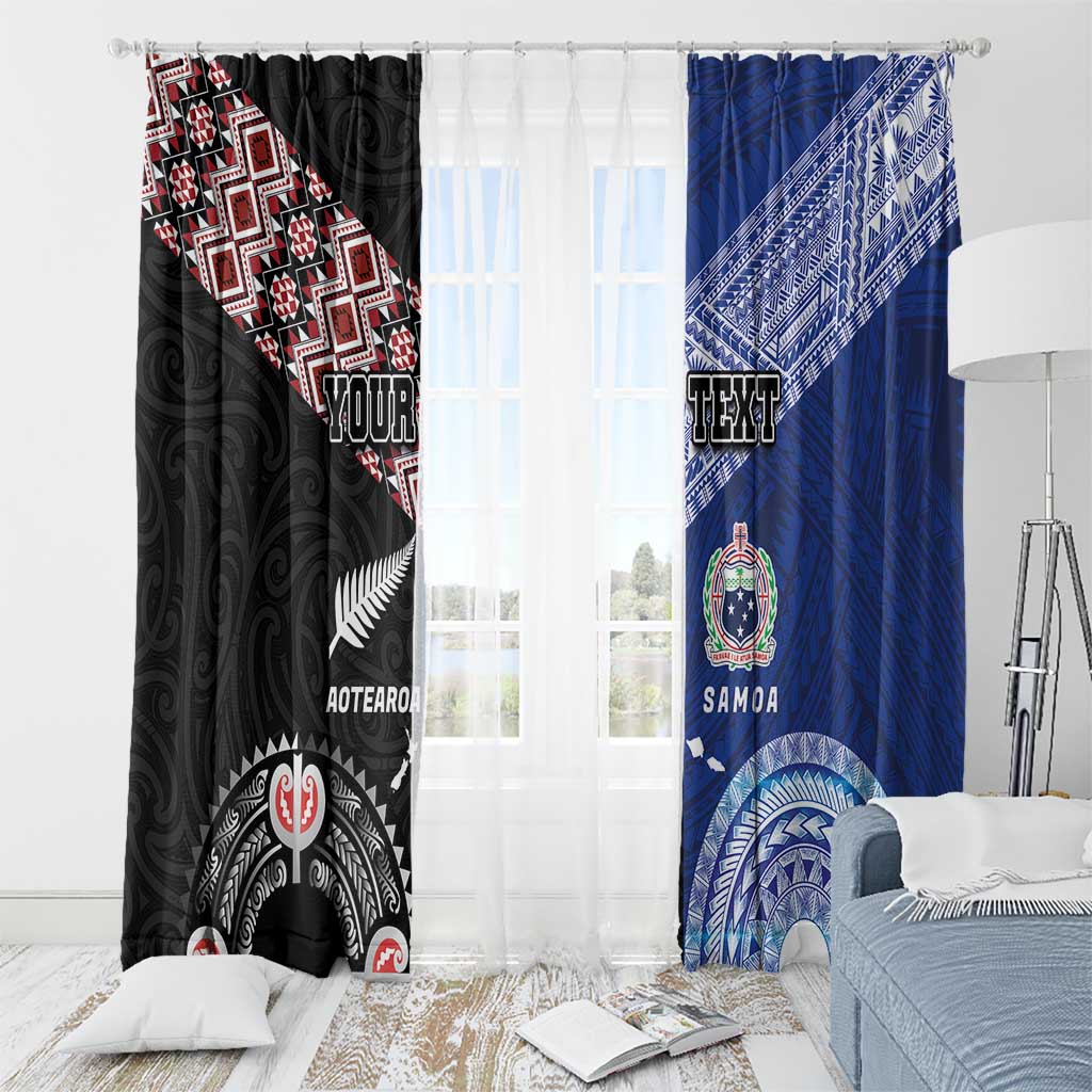 Personalised Aotearoa and Samoa Together Window Curtain Tatau Art Tattoos-Taniko and Tukutuku with Maori Pattern LT03 - Polynesian Pride
