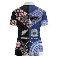 Personalised Aotearoa and Samoa Together Women Polo Shirt Tatau Art Tattoos-Taniko and Tukutuku with Maori Pattern