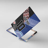 Custom Aotearoa and Samoa Rugby Canvas Wall Art Maori Warrior and Teuila Emblem-Tatau with Taniko Art