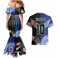 Custom Aotearoa and Samoa Rugby Couples Matching Mermaid Dress and Hawaiian Shirt Maori Warrior and Teuila Emblem-Tatau with Taniko Art