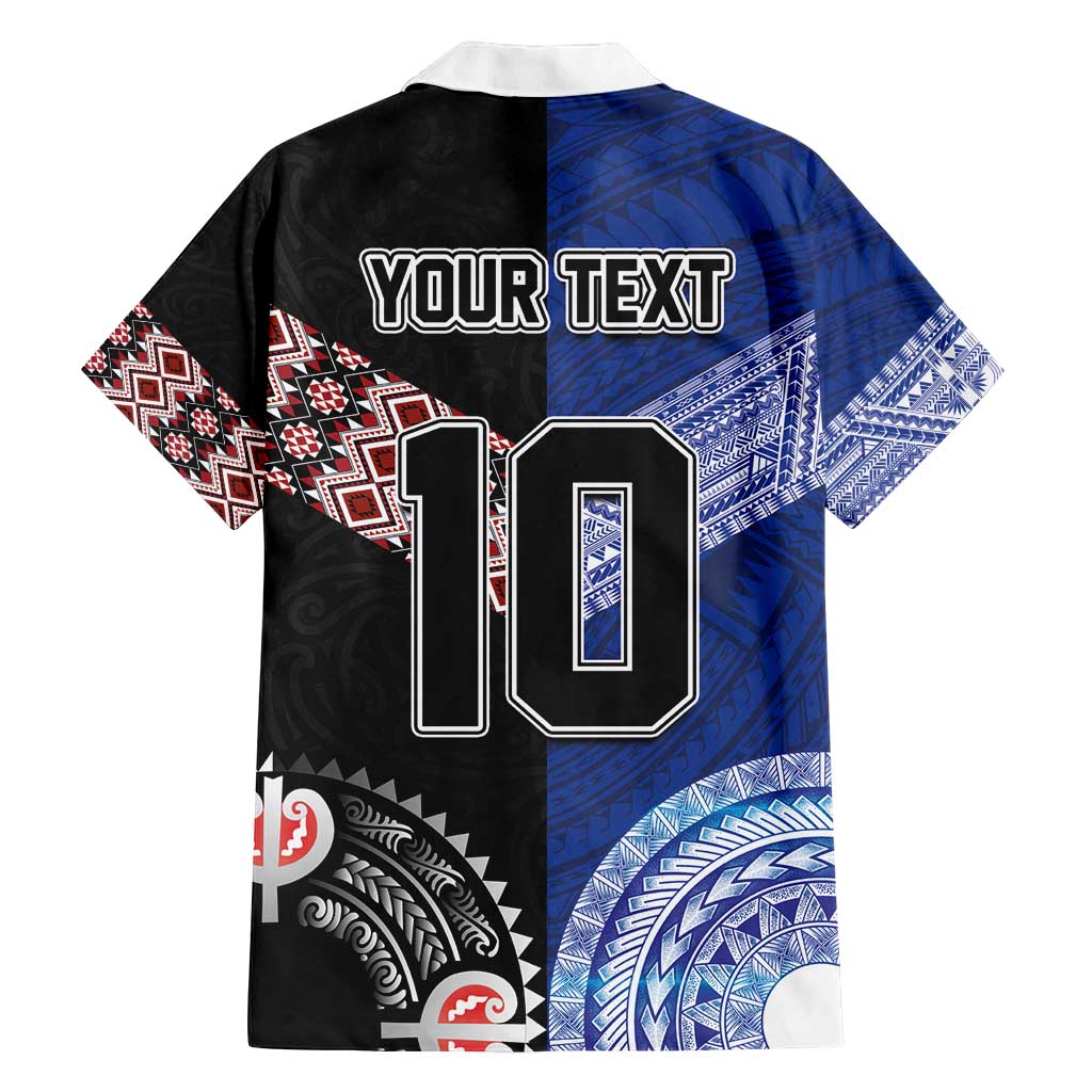 Custom Aotearoa and Samoa Rugby Family Matching Summer Maxi Dress and Hawaiian Shirt Maori Warrior and Teuila Emblem-Tatau with Taniko Art