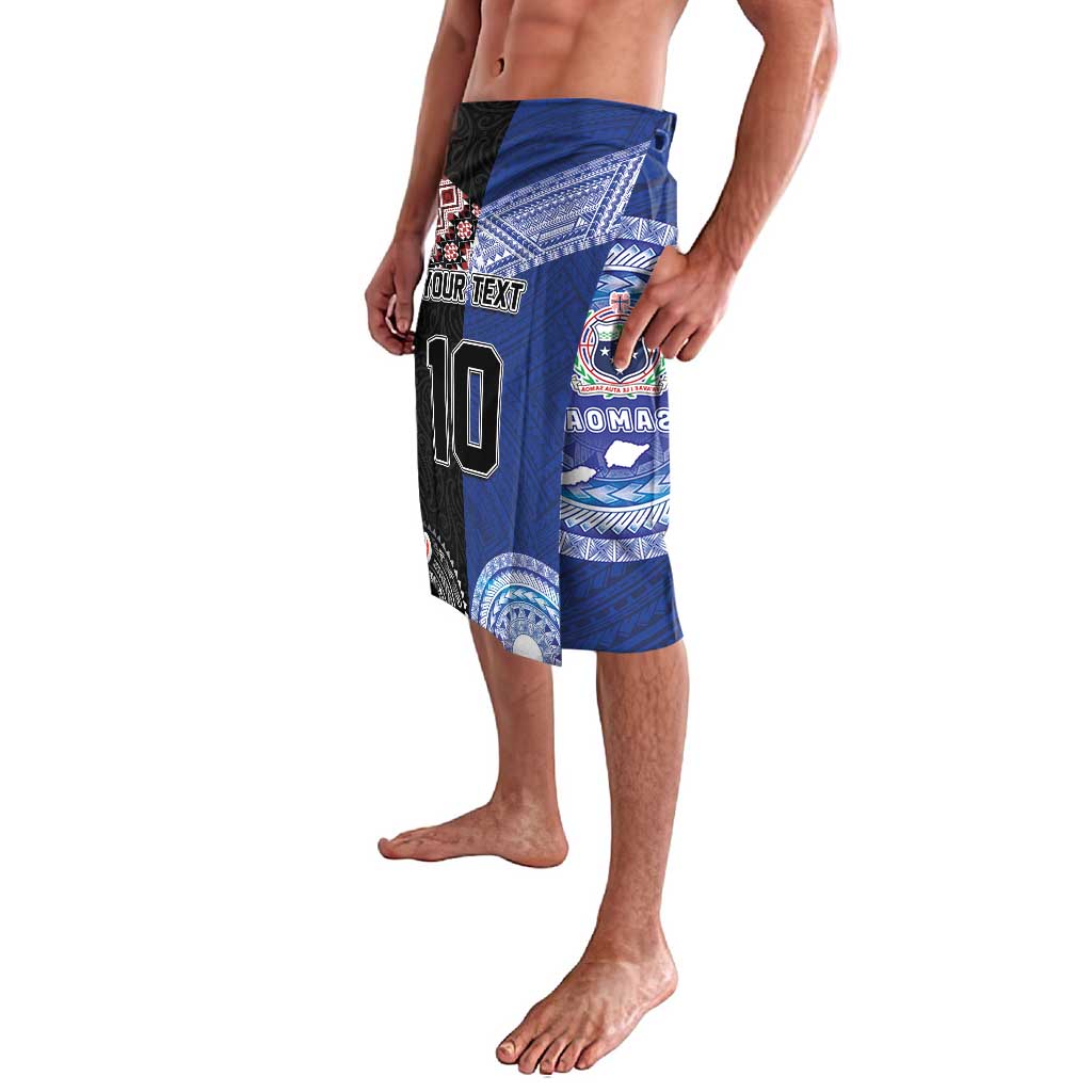 Custom Aotearoa and Samoa Rugby Lavalava Maori Warrior and Teuila Emblem-Tatau with Taniko Art