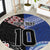 Custom Aotearoa and Samoa Rugby Round Carpet Maori Warrior and Teuila Emblem-Tatau with Taniko Art