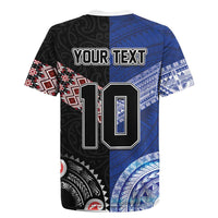 Custom Aotearoa and Samoa Rugby Rugby Jersey Maori Warrior and Teuila Emblem-Tatau with Taniko Art