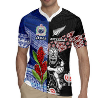Custom Aotearoa and Samoa Rugby Rugby Jersey Maori Warrior and Teuila Emblem-Tatau with Taniko Art