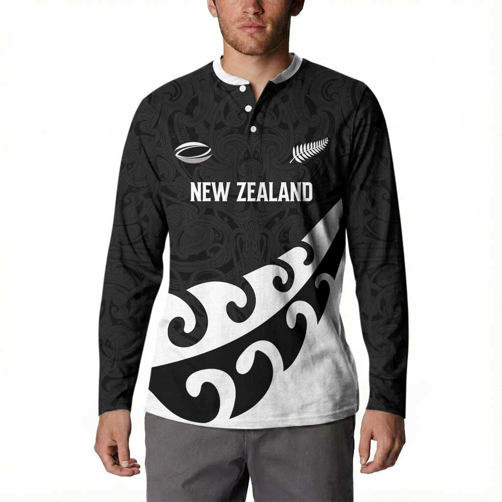 Custom NZ Rugby Button Sweatshirt Koru and Silver Fern Sporty Style LT03 - Polynesian Pride