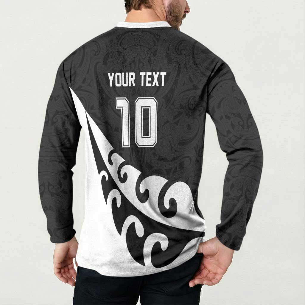 Custom NZ Rugby Button Sweatshirt Koru and Silver Fern Sporty Style LT03 - Polynesian Pride