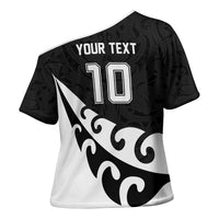 Custom NZ Rugby Cross Shoulder Shirt Koru and Silver Fern Sporty Style LT03 - Polynesian Pride