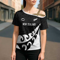 Custom NZ Rugby Cross Shoulder Shirt Koru and Silver Fern Sporty Style LT03 - Polynesian Pride