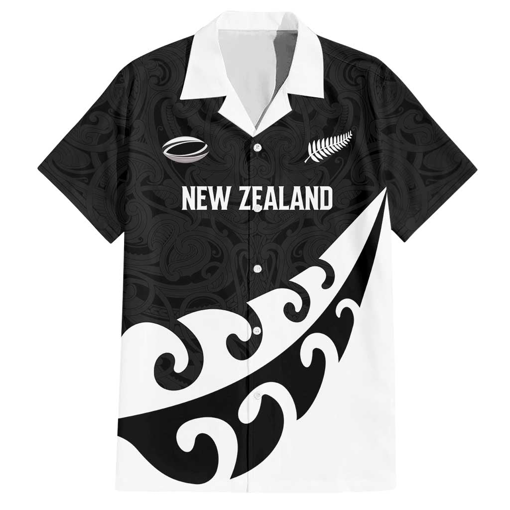 Custom NZ Rugby Hawaiian Shirt Koru and Silver Fern Sporty Style