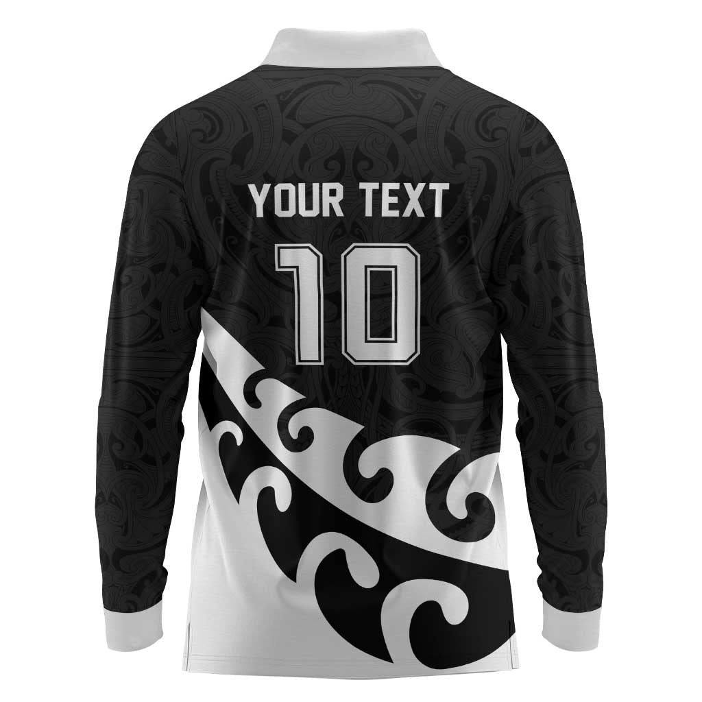 Custom NZ Rugby Long Sleeve Polo Shirt Koru and Silver Fern Sporty Style LT03 - Polynesian Pride