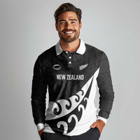 Custom NZ Rugby Long Sleeve Polo Shirt Koru and Silver Fern Sporty Style LT03 - Polynesian Pride