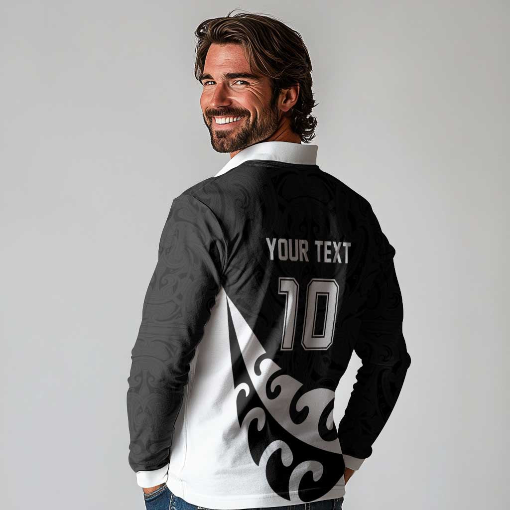 Custom NZ Rugby Long Sleeve Polo Shirt Koru and Silver Fern Sporty Style LT03 - Polynesian Pride