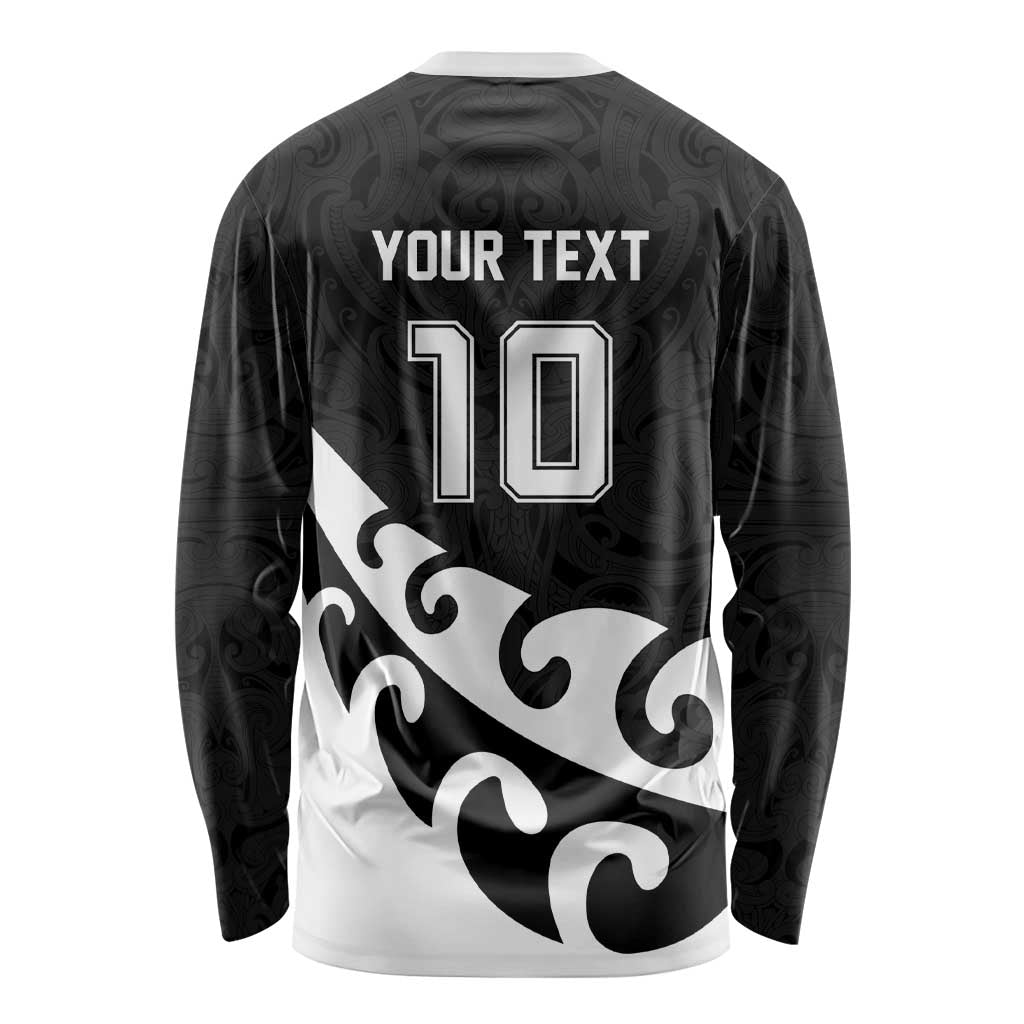 Custom NZ Rugby Long Sleeve Shirt Koru and Silver Fern Sporty Style LT03 - Polynesian Pride