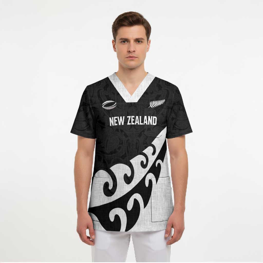 Custom NZ Rugby Scrub Top Koru and Silver Fern Sporty Style LT03 - Polynesian Pride