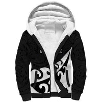 Custom NZ Rugby Sherpa Hoodie Koru and Silver Fern Sporty Style LT03 Unisex Black - Polynesian Pride