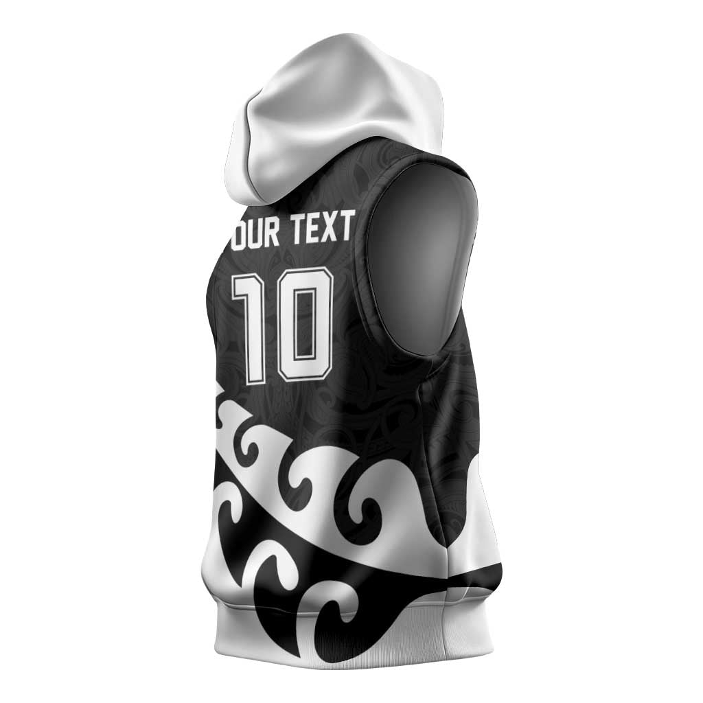Custom NZ Rugby Sleeveless Hoodie Koru and Silver Fern Sporty Style LT03 - Polynesian Pride