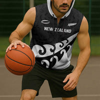 Custom NZ Rugby Sleeveless Zip Hoodie Koru and Silver Fern Sporty Style LT03 - Polynesian Pride