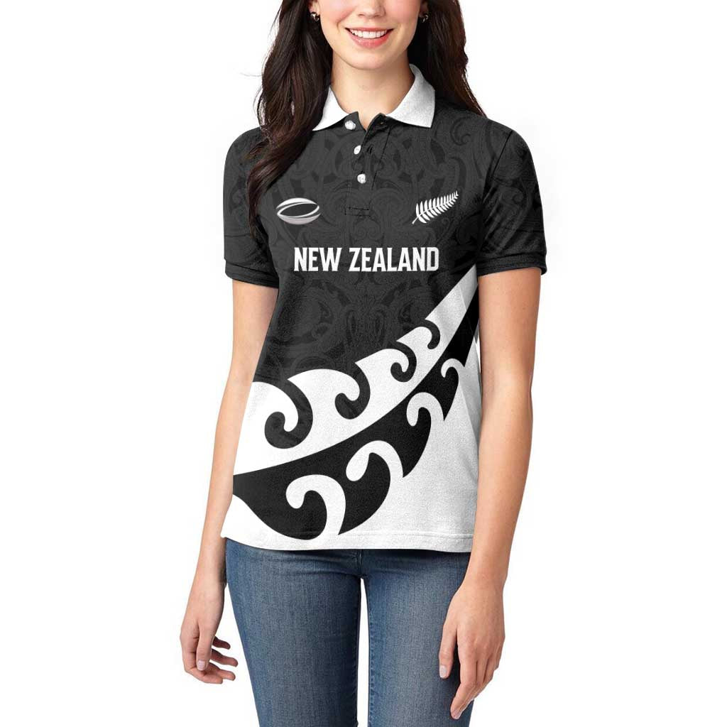 Custom NZ Rugby Women Polo Shirt Koru and Silver Fern Sporty Style LT03 - Polynesian Pride