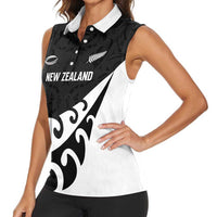 Custom NZ Rugby Women Sleeveless Polo Shirt Koru and Silver Fern Sporty Style LT03 - Polynesian Pride