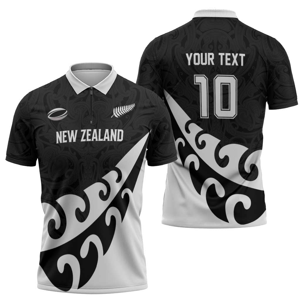 Custom NZ Rugby Zipper Polo Shirt Koru and Silver Fern Sporty Style LT03 - Polynesian Pride