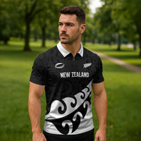 Custom NZ Rugby Zipper Polo Shirt Koru and Silver Fern Sporty Style LT03 - Polynesian Pride