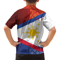 Philippines National Flag Day Family Matching Off Shoulder Maxi Dress and Hawaiian Shirt Polynesian and Yakan Tattoo Brush Style