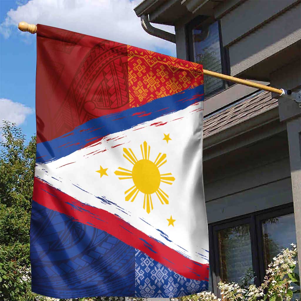 Philippines National Flag Day Garden Flag Polynesian and Yakan Tattoo Brush Style