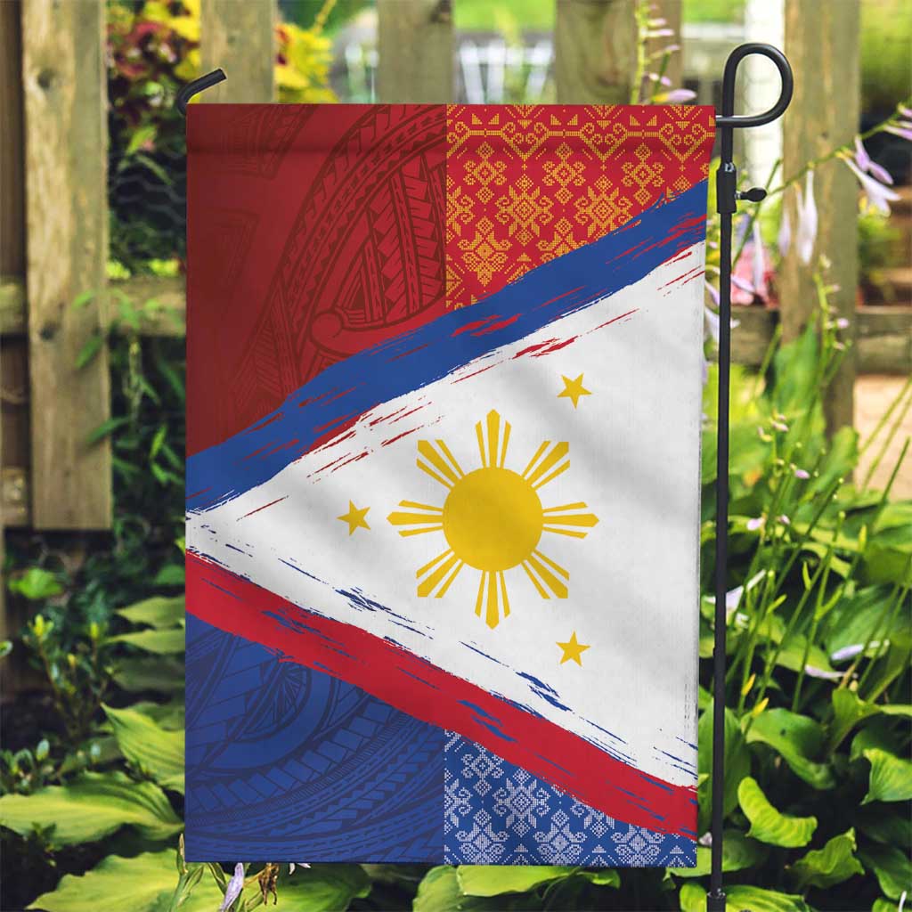 Philippines National Flag Day Garden Flag Polynesian and Yakan Tattoo Brush Style