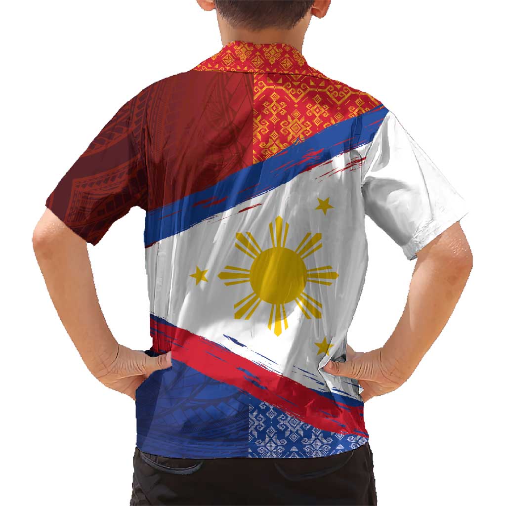 Philippines National Flag Day Hawaiian Shirt Polynesian and Yakan Tattoo Brush Style