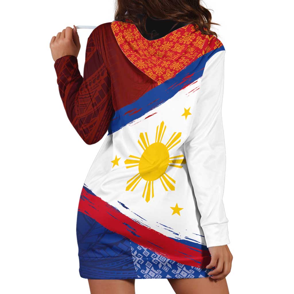Philippines National Flag Day Hoodie Dress Polynesian and Yakan Tattoo Brush Style
