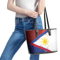 Philippines National Flag Day Leather Tote Bag Polynesian and Yakan Tattoo Brush Style