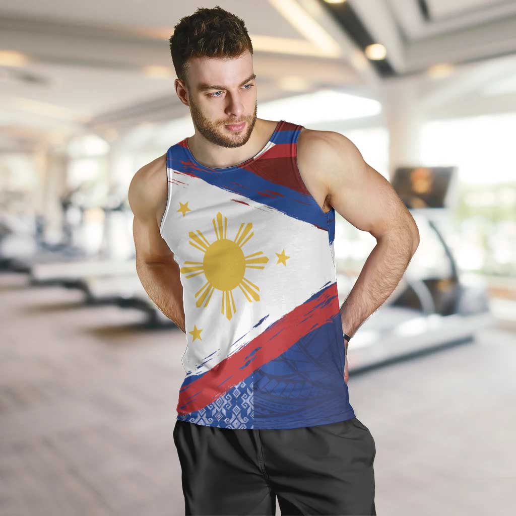 Philippines National Flag Day Men Tank Top Polynesian and Yakan Tattoo Brush Style