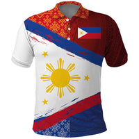 Philippines National Flag Day Polo Shirt Polynesian and Yakan Tattoo Brush Style