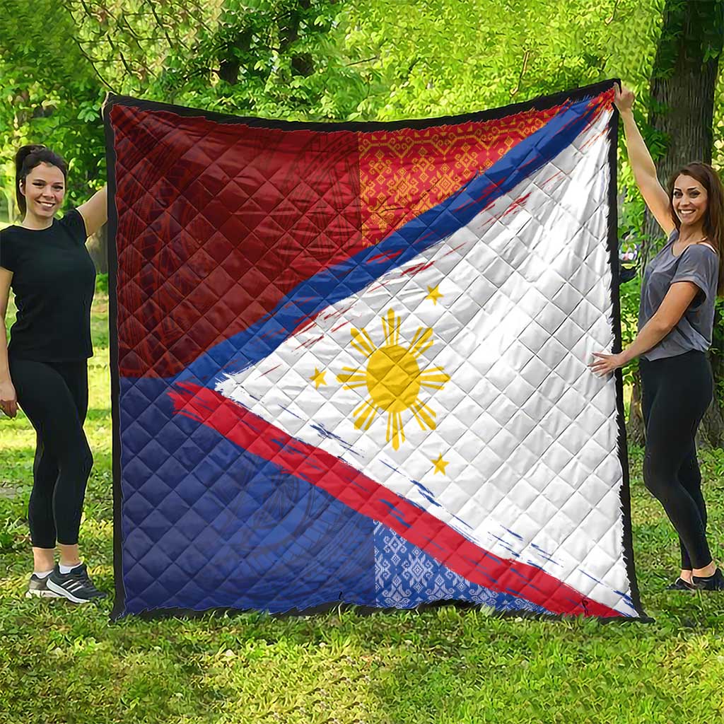 Philippines National Flag Day Quilt Polynesian and Yakan Tattoo Brush Style
