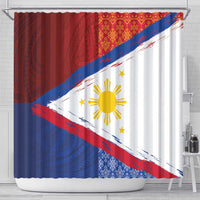 Philippines National Flag Day Shower Curtain Polynesian and Yakan Tattoo Brush Style