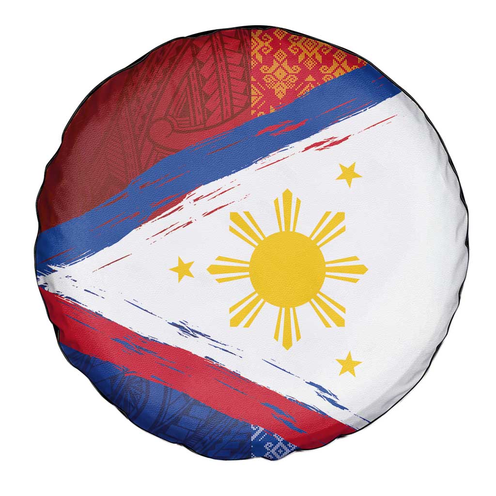 Philippines National Flag Day Spare Tire Cover Polynesian and Yakan Tattoo Brush Style