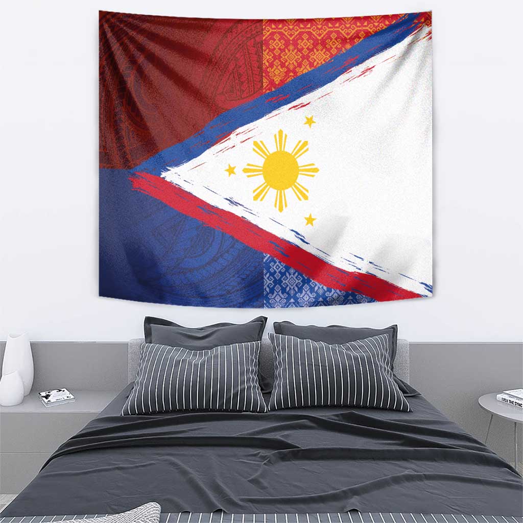 Philippines National Flag Day Tapestry Polynesian and Yakan Tattoo Brush Style