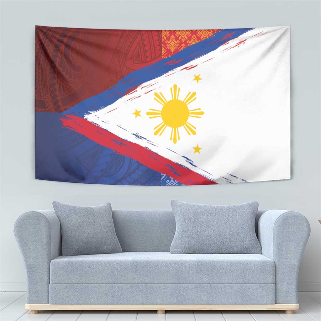 Philippines National Flag Day Tapestry Polynesian and Yakan Tattoo Brush Style