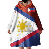 Philippines National Flag Day Wearable Blanket Hoodie Polynesian and Yakan Tattoo Brush Style