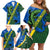 Solomon Island Crocodile and Shark Family Matching Off Shoulder Short Dress and Hawaiian Shirt Polynesian Pattern