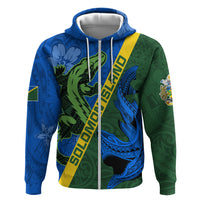 Solomon Island Crocodile and Shark Hoodie Polynesian Pattern