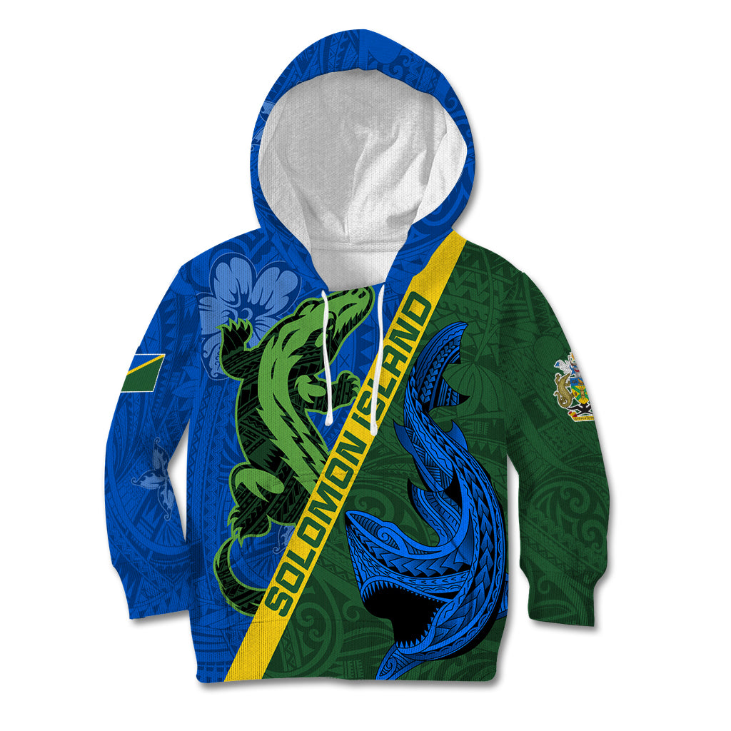 Solomon Island Crocodile and Shark Kid Hoodie Polynesian Pattern