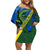 Solomon Island Crocodile and Shark Off Shoulder Short Dress Polynesian Pattern